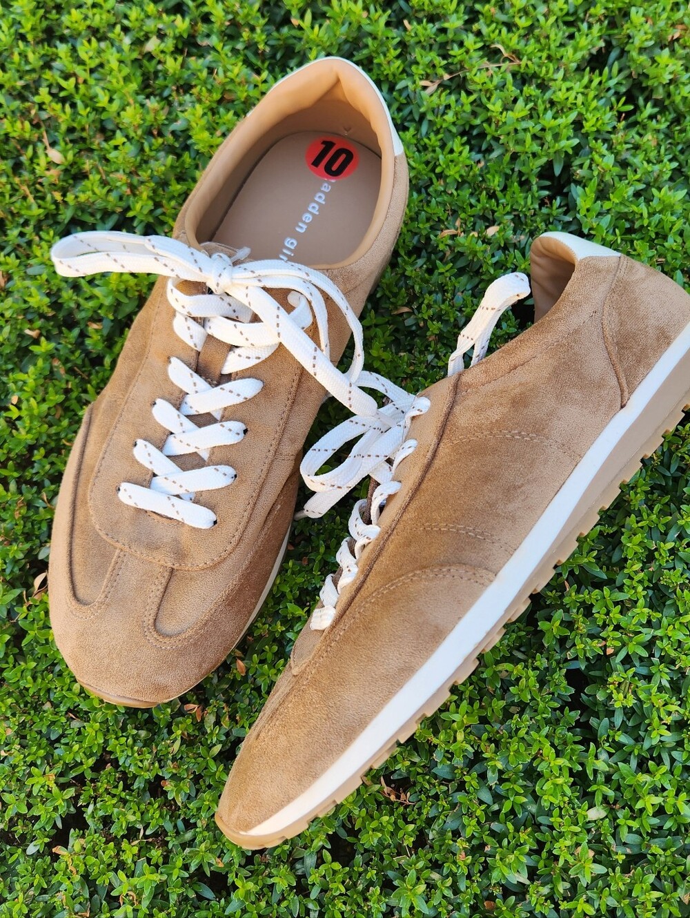 Madden Girl Tan Suede Lace-Up Sneakers for Women